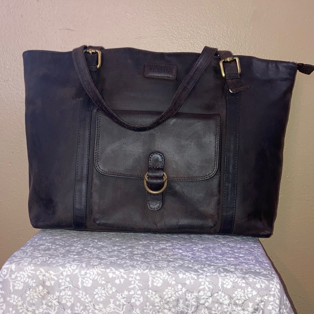 LEABAGS tote LEATHER Laptop bag BRIEFCASE Travel CARRIER Shoulder case